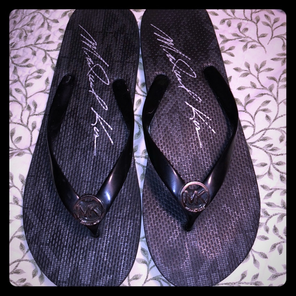 Black Michael Kors Flip Flops